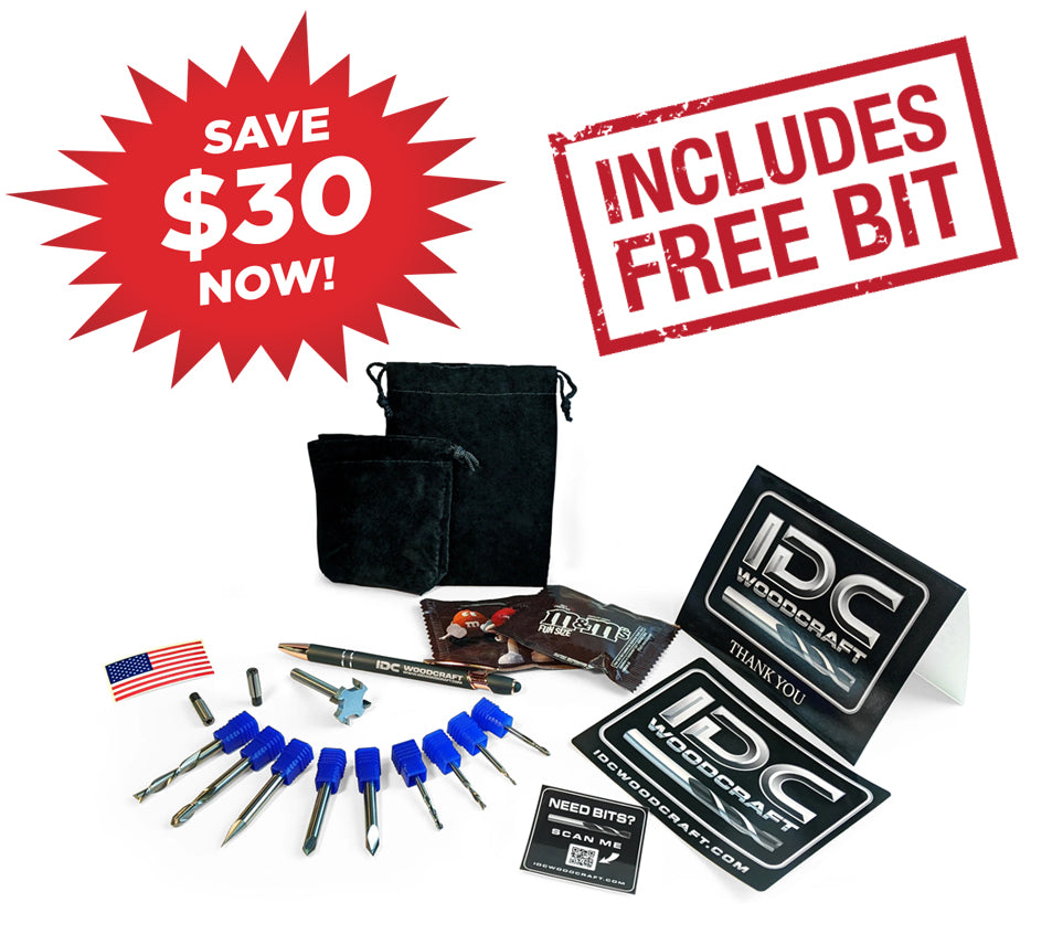 IDC Woodcraft 11pc CNC Router Bit Starter Set -The Only Truly Complete CNC Kit + FREE Bonuses - Save $30