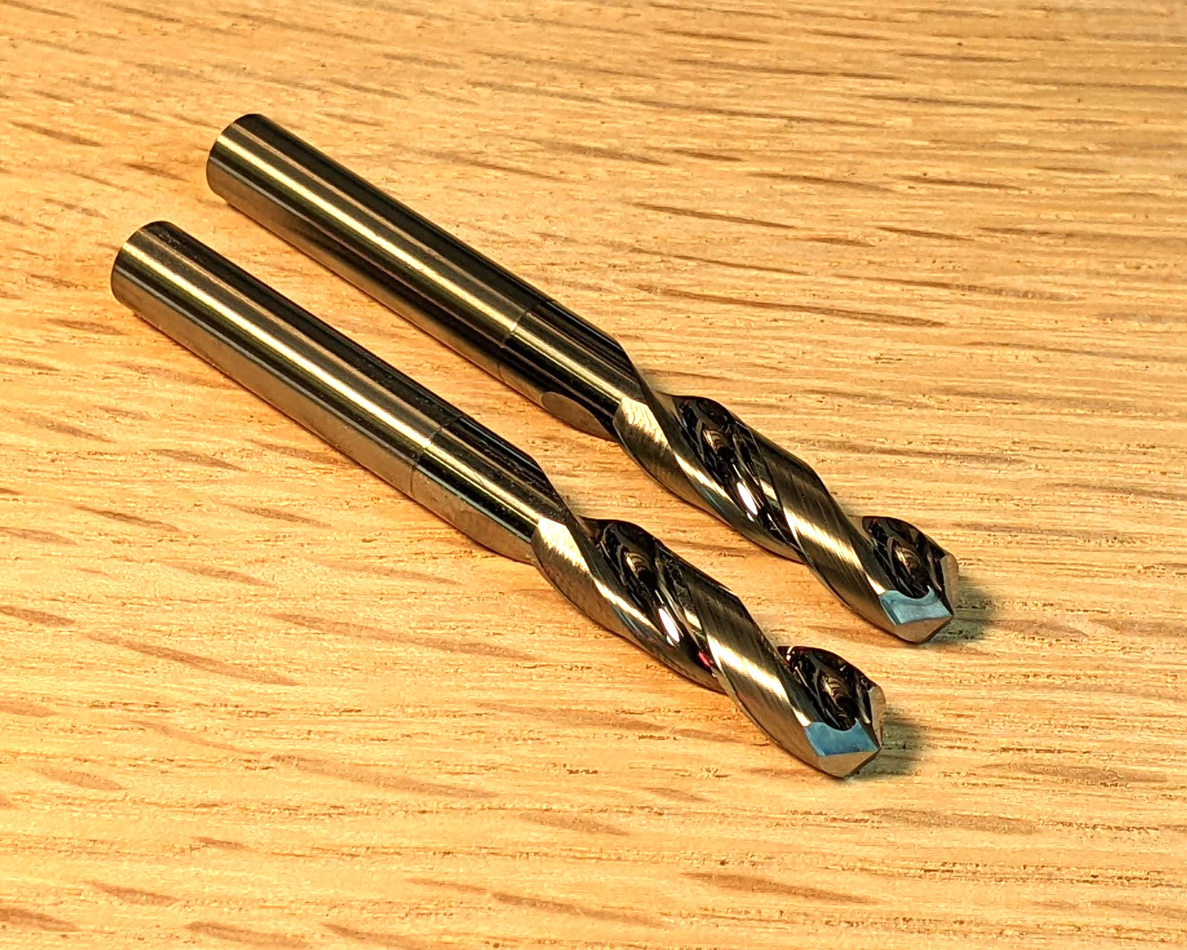 idc woodcraft 1/4" carbide drill bit set for cnc routers and projects like cribbage boards