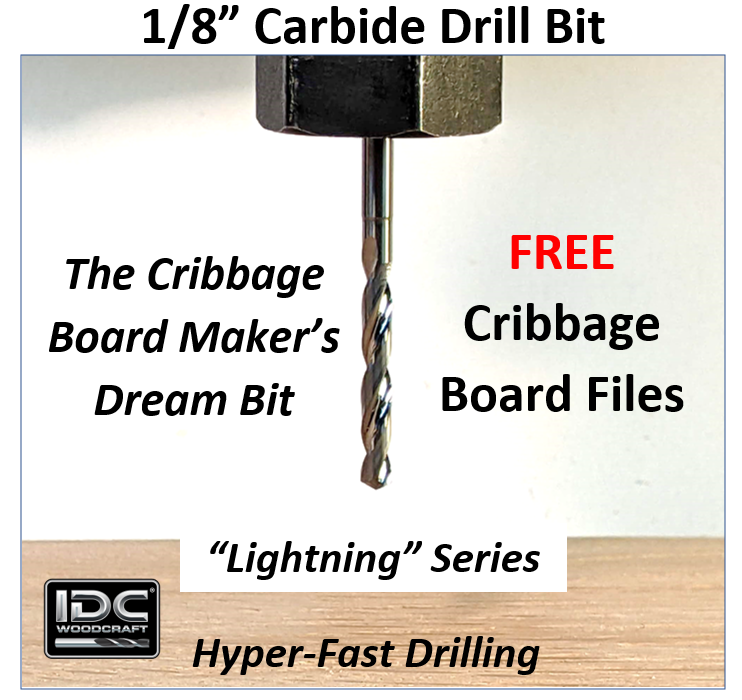 1/8" Carbide drill bit for cnc router projects like cribbage boards