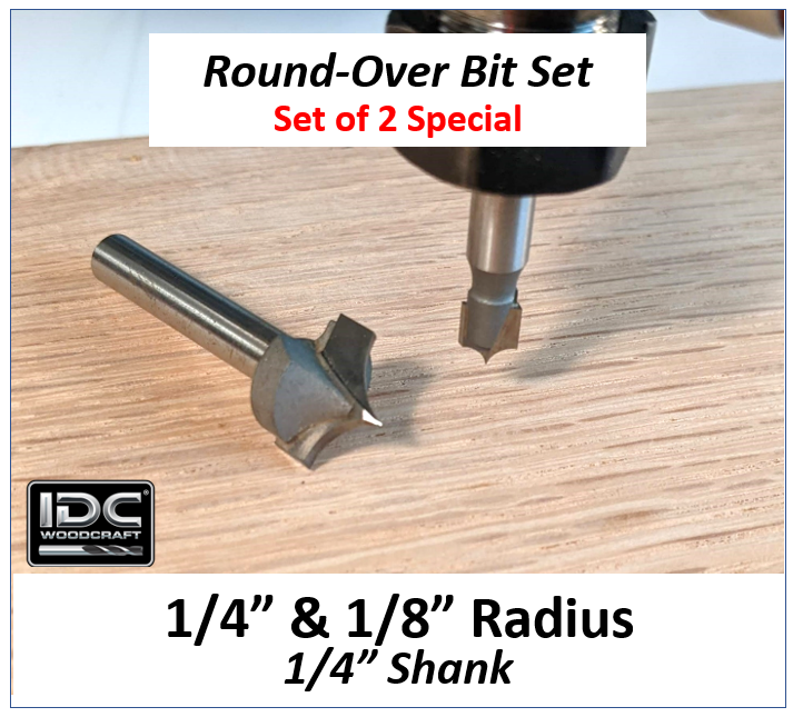1/8" and 1/4" radius roundover bit set for rounding cnc router projects