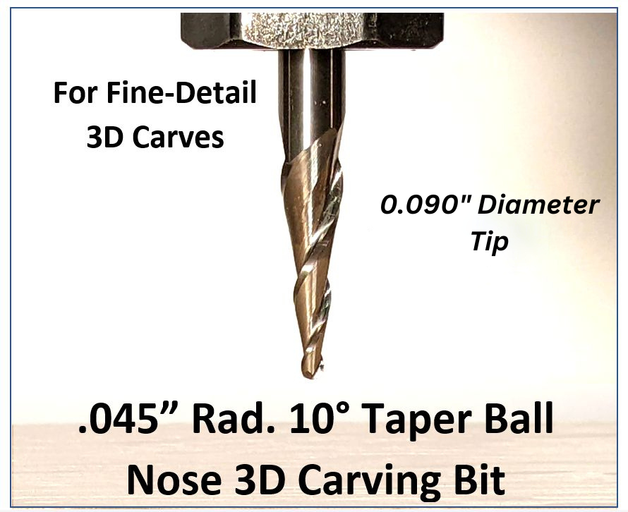 tapered ball nose end mill for detailed 3d router bit cnc carves