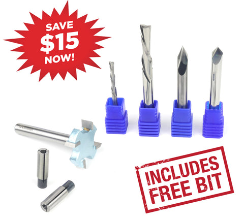 IDC Woodcraft 6pc CNC Router Bit Starter Kit – The Essential Set for Beginners + FREE Bonuses – Save $15