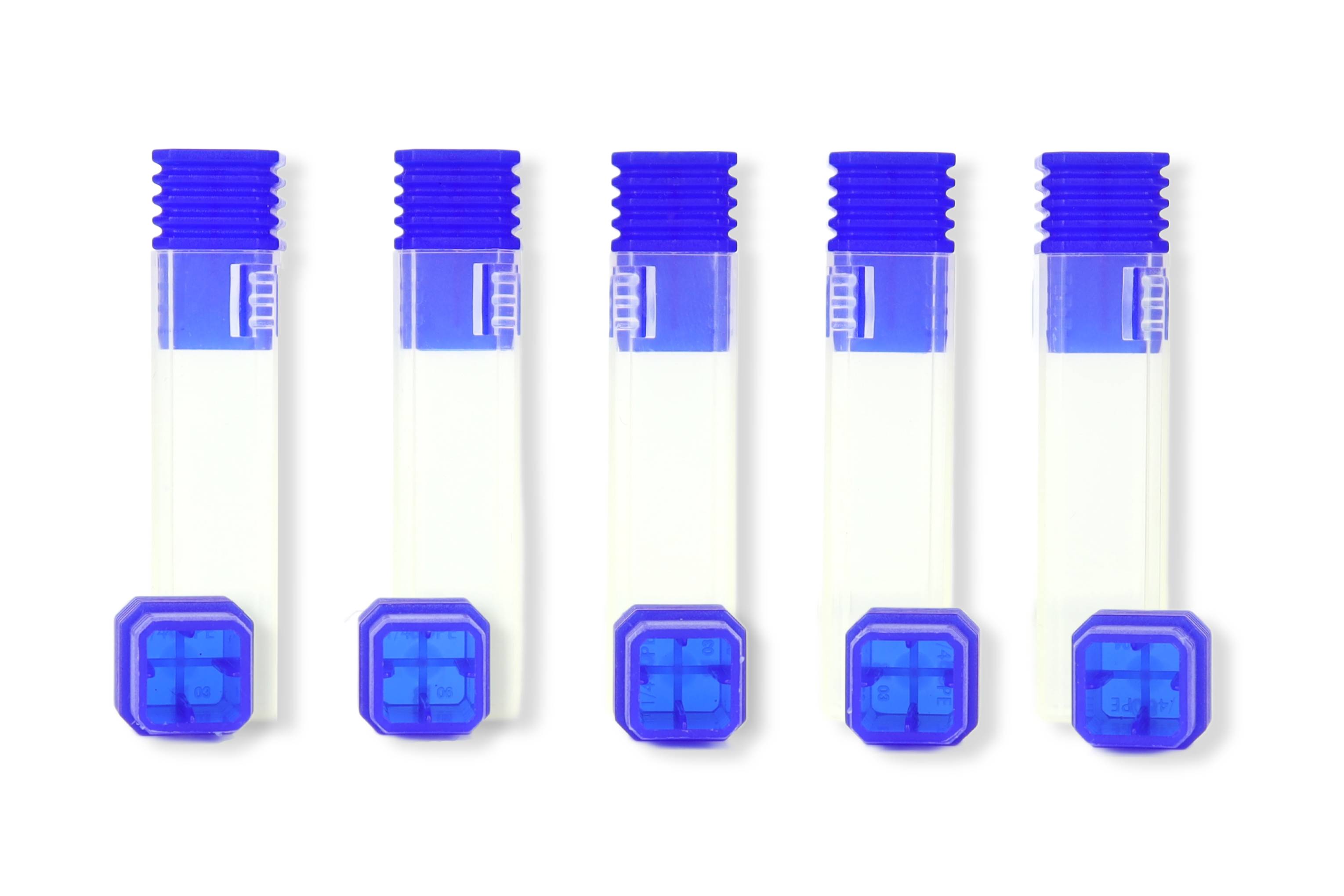 XS CNC Tool Storage Tubes for End Mills & Drill Bits | 5 Pack | 1.8" Length, .43" Width, 1/4" or 1/8" Shank Size