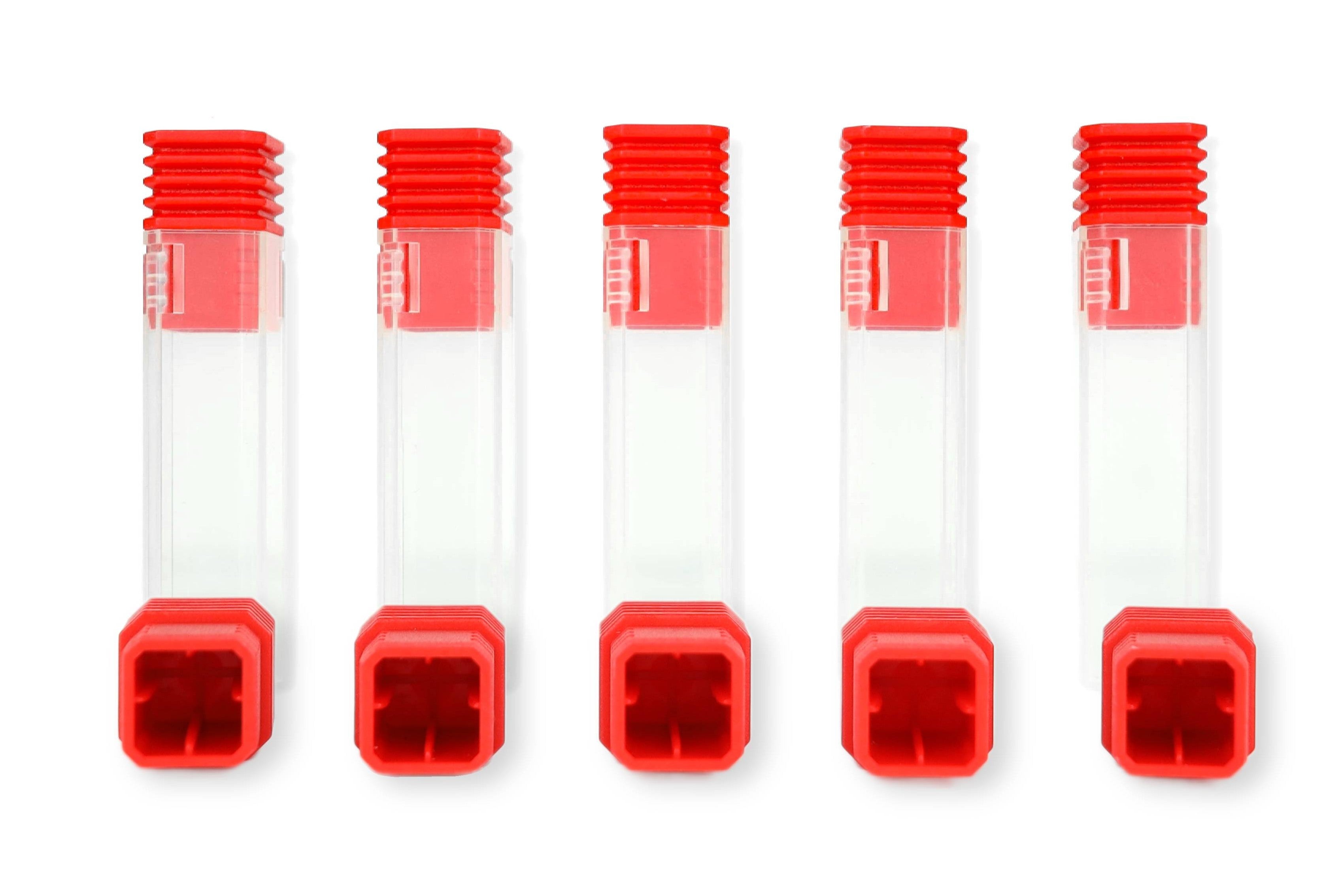 XS CNC Tool Storage Tubes for End Mills & Drill Bits | 5 Pack | 1.8" Length, .43" Width, 1/4" or 1/8" Shank Size