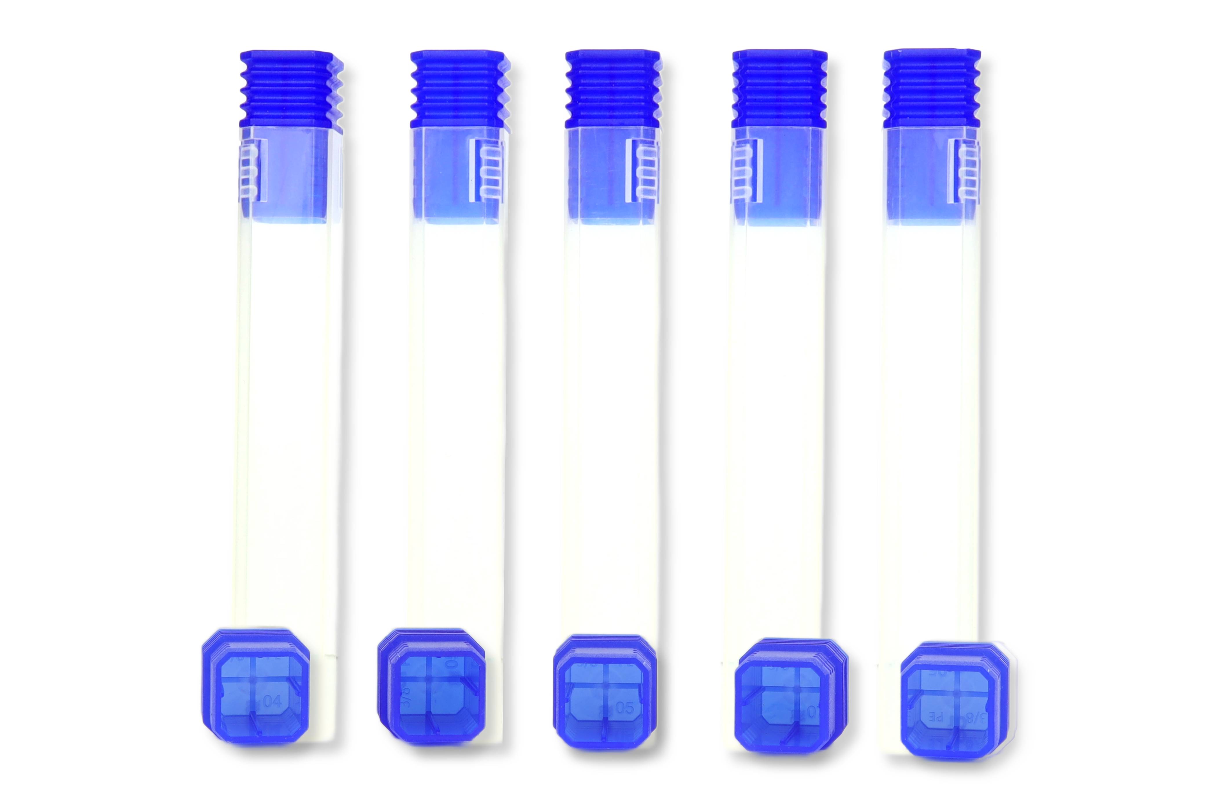 LG CNC Tool Storage Tubes for End Mills & Drill Bits | 5 Pack | 3.6" Length, .51" Width, 3/8" or 1/4" Shank Size