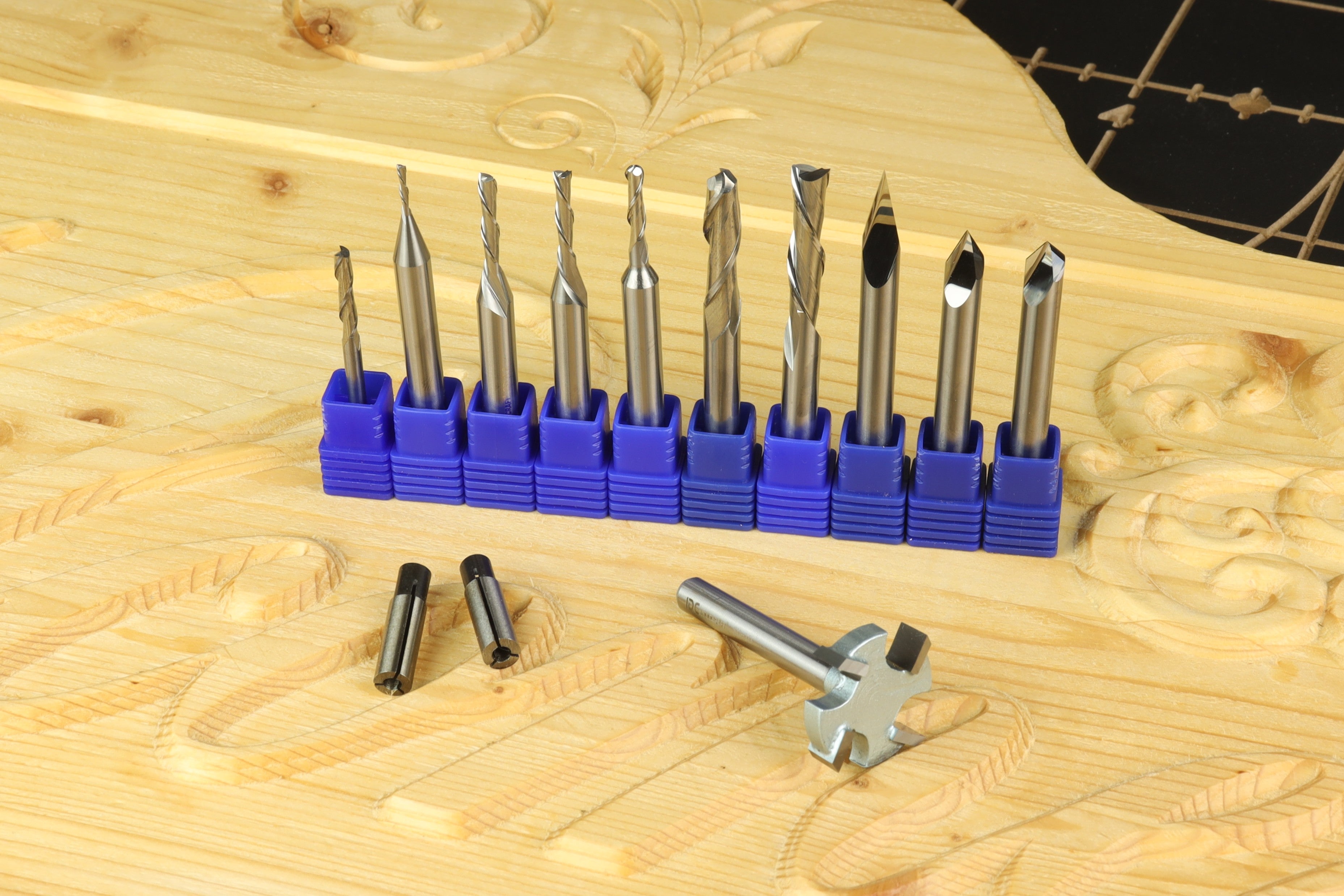 1/4" Shank Complete CNC Router Bit Starter Set - 11-Piece Solid Carbide Kit for CNC Beginners - Precision Woodworking (USA Made + FREE Bonuses)