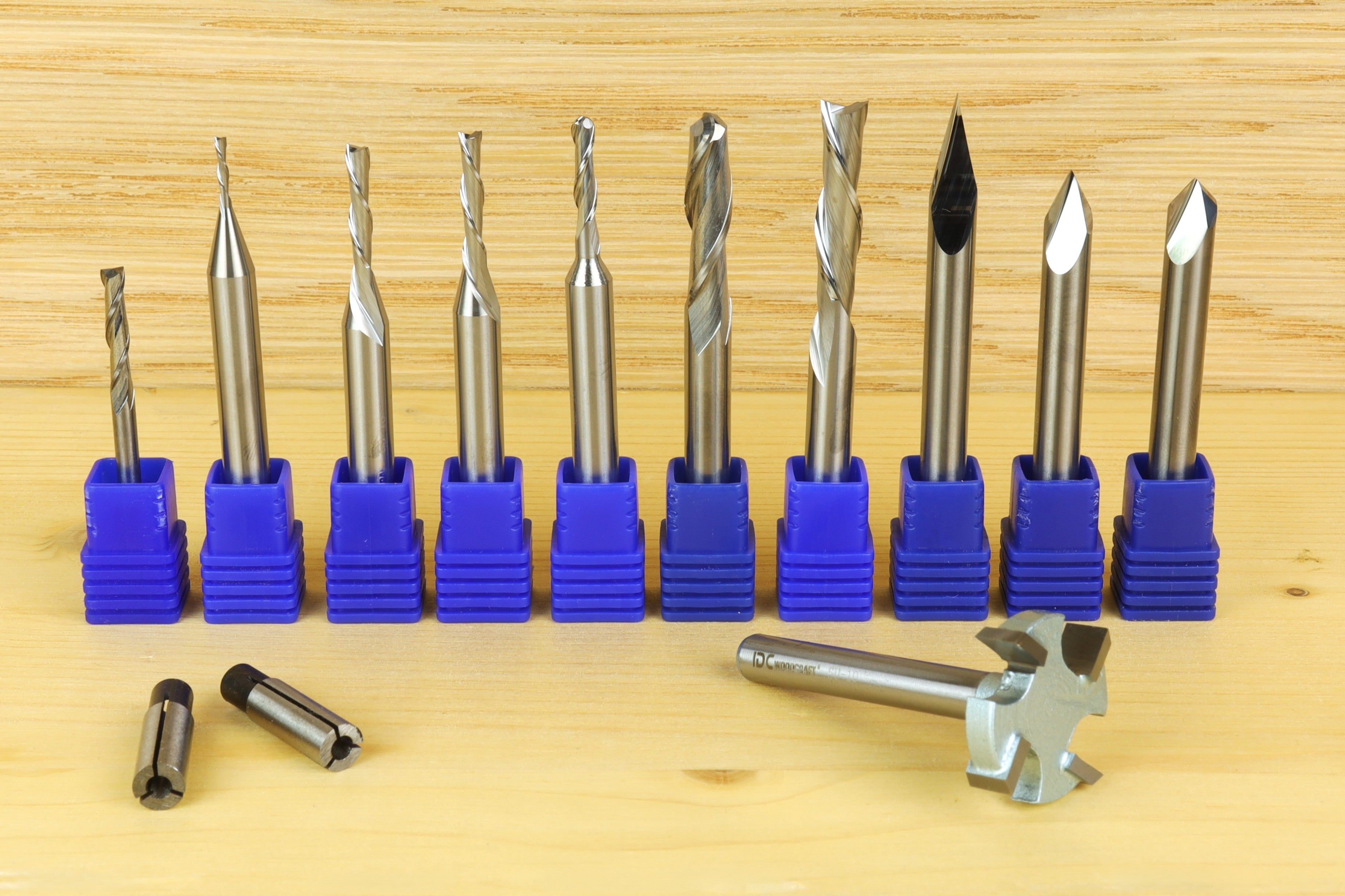 1/4" Shank Complete CNC Router Bit Starter Set - 11-Piece Solid Carbide Kit for CNC Beginners - Precision Woodworking (USA Made + FREE Bonuses)