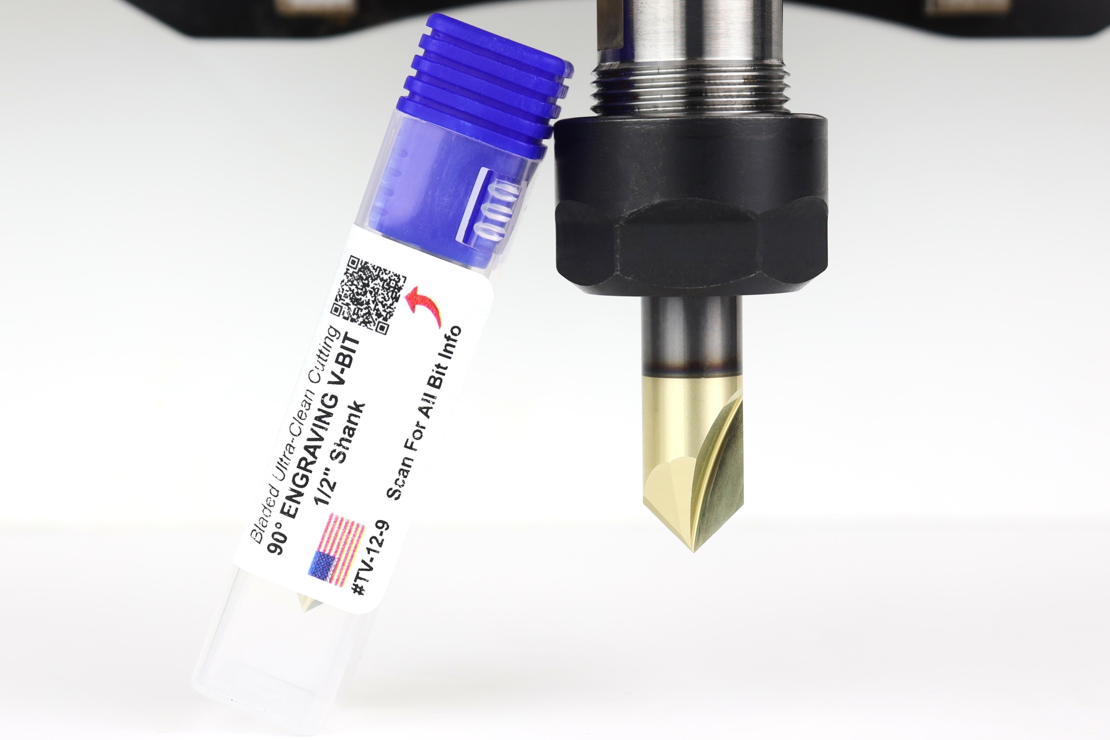 Ultra-Clean Cutting 90 Degree V-bit for CNC Routers, 1/2