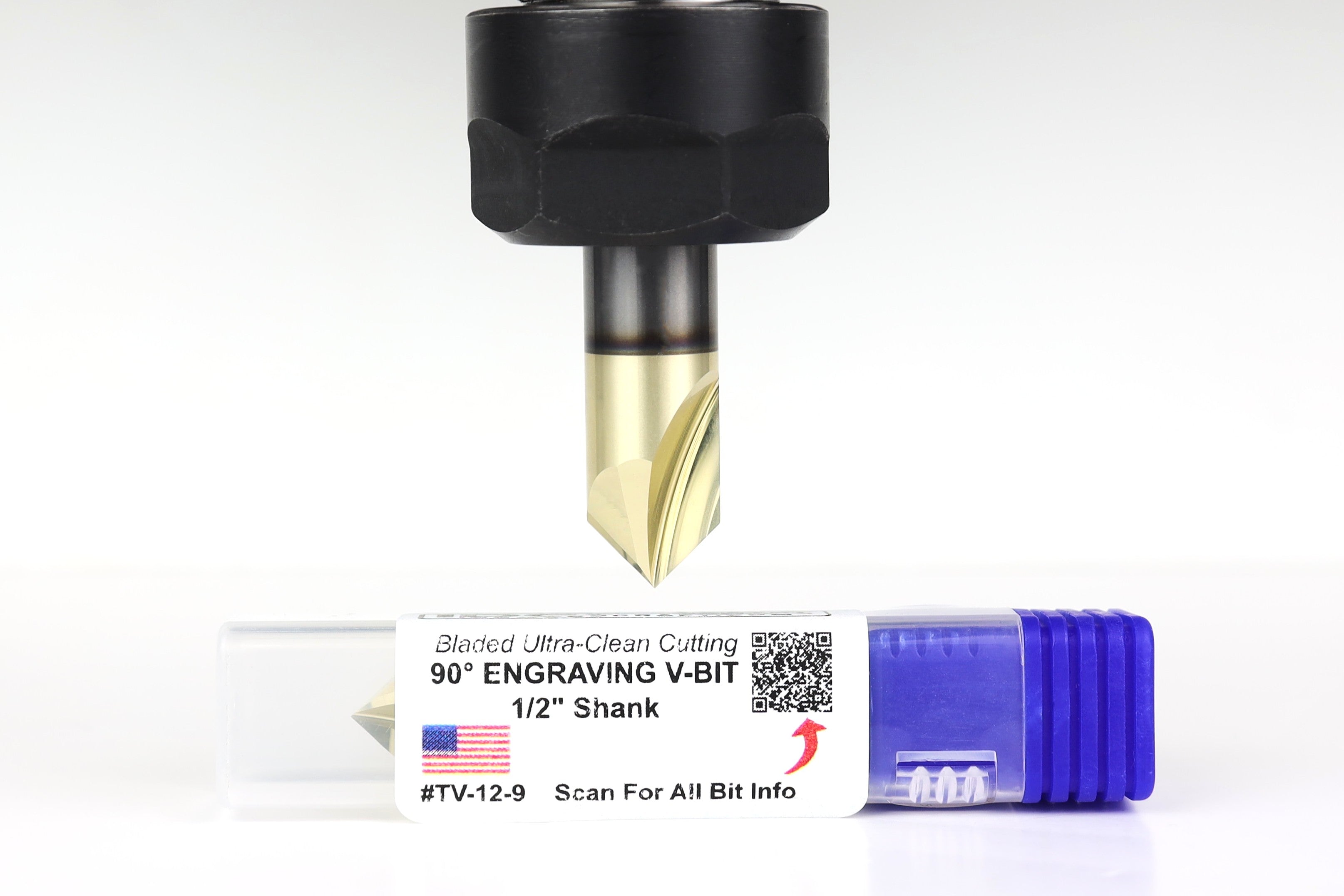Ultra-Clean Cutting 90 Degree V-bit for CNC Routers, 1/2