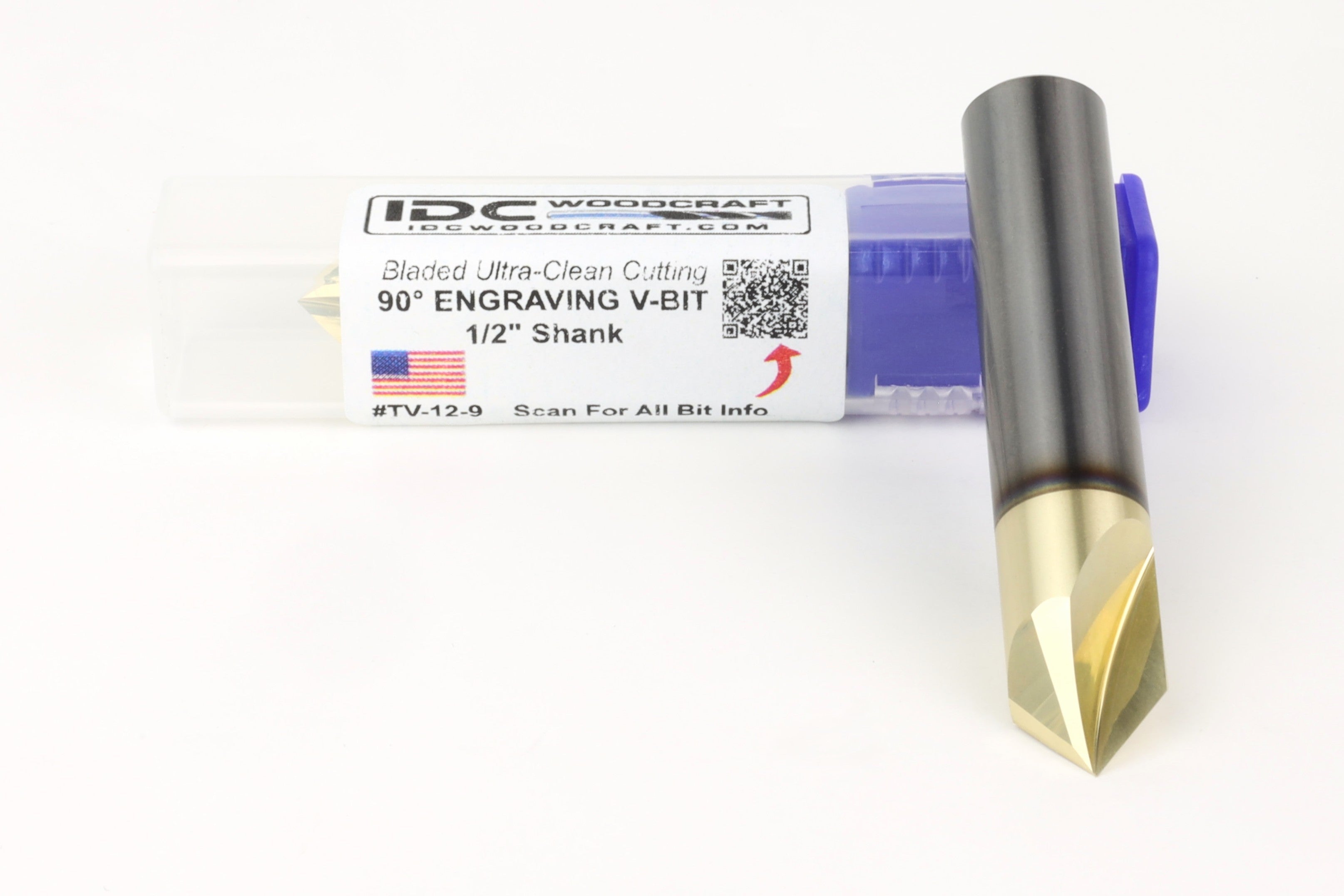 Ultra-Clean Cutting 90 Degree V-bit for CNC Routers, 1/2