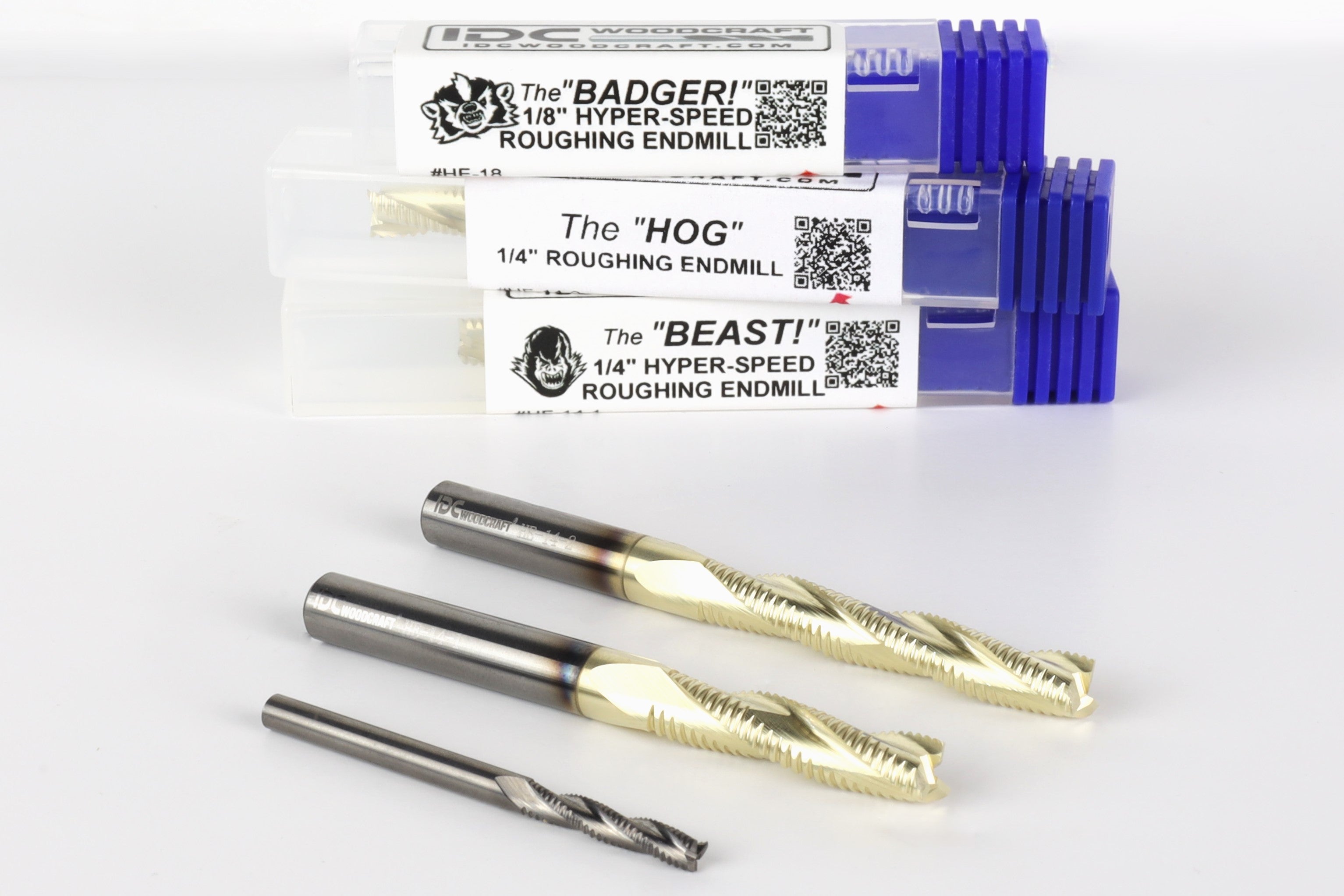 BEAST-BADGER-HOG Full Set, 3 High-Speed Roughing CNC Router Bits, 1/8 ...