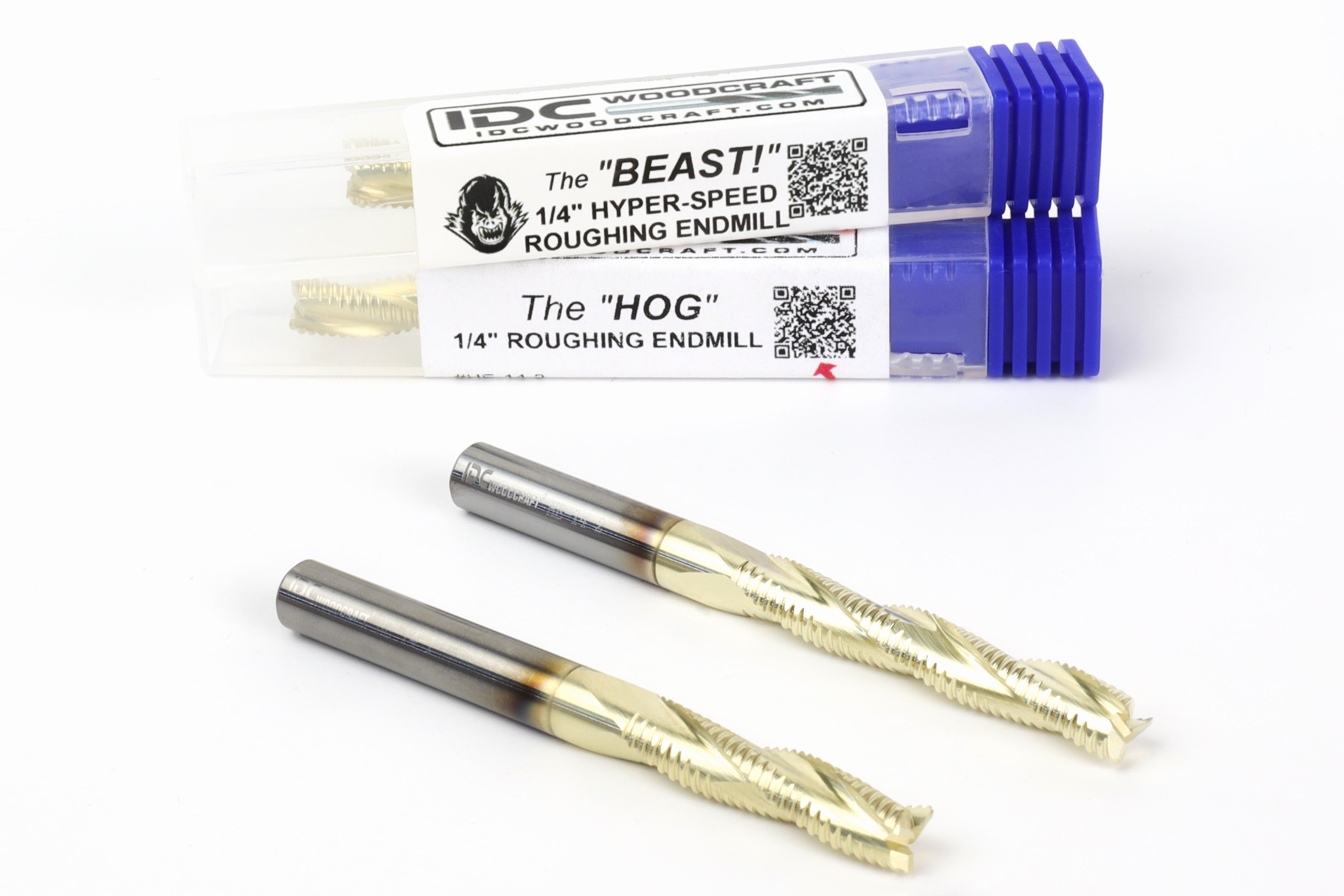 BEAST-HOG Combo 1/4 Roughing CNC Router Bit Set,  1/4 Shank