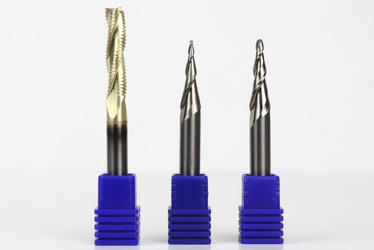 3D Carving Set, Tapered Ball Nose and Roughing Bit