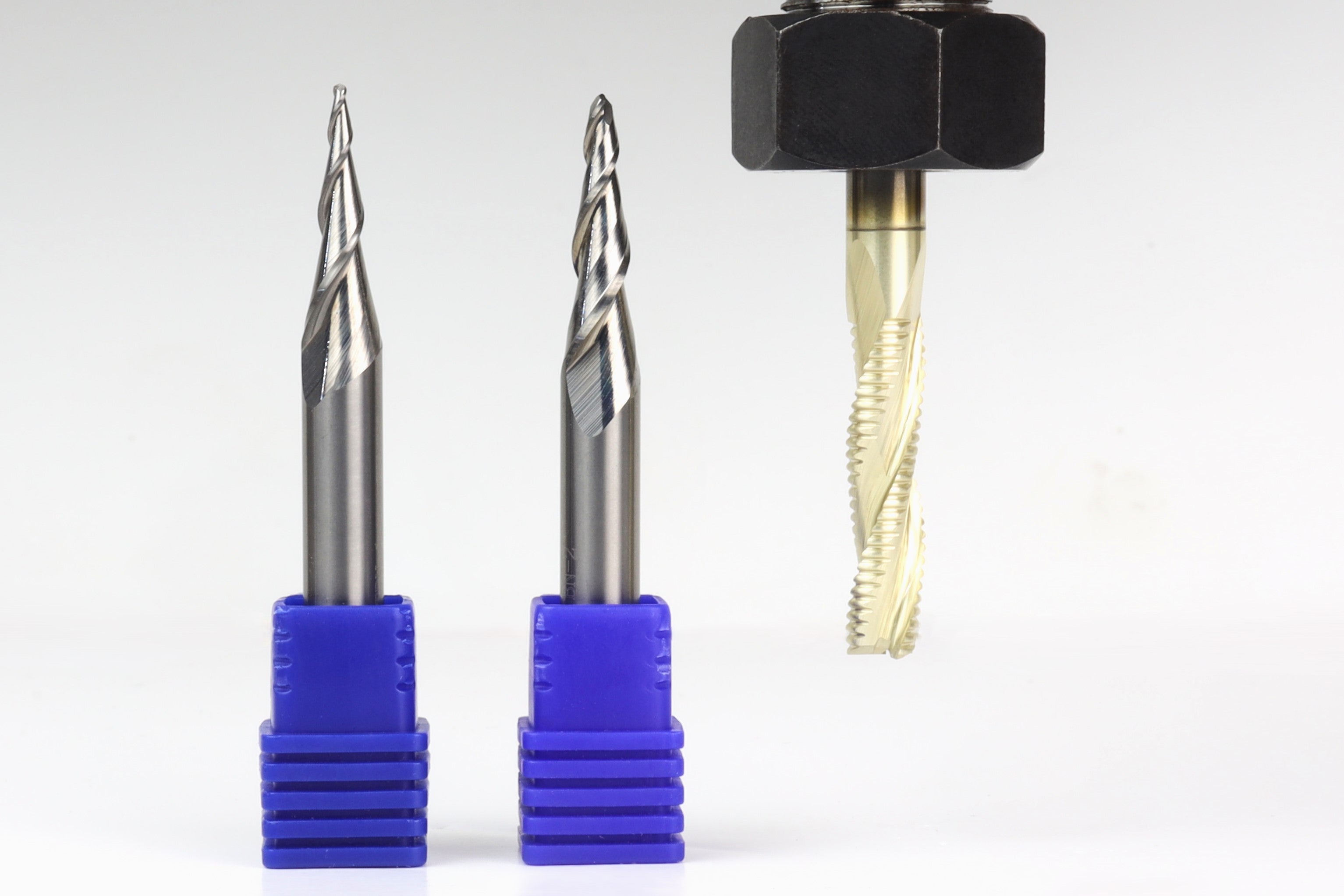 3D Carving CNC Router Bit Set, 2 Fine detail Taper Ball Nose and The BEAST Roughing Bit