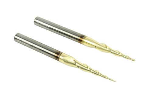 6° Long Tapered Ball Nose CNC Router Bit Set (Fine & Ultra-Fine Tips) – Ideal for Rotary Carving, Deep 3D Reliefs, and Cutting Board Inlays (¼” Shank, 2-Piece Set)