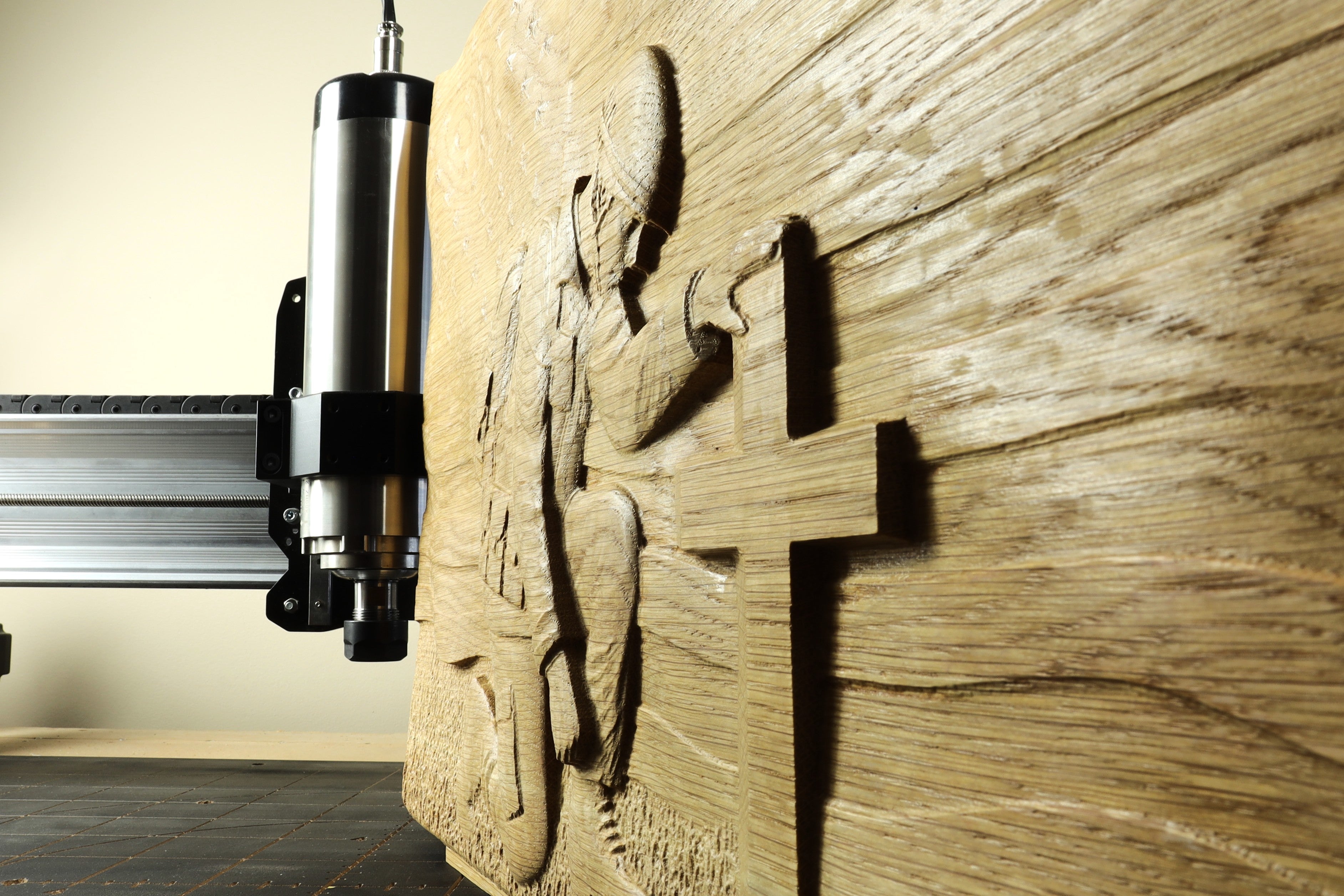 Wavy American Flag & Soldier Kneeling STL | 3D Battlefield Cross Relief for CNC Router Carving