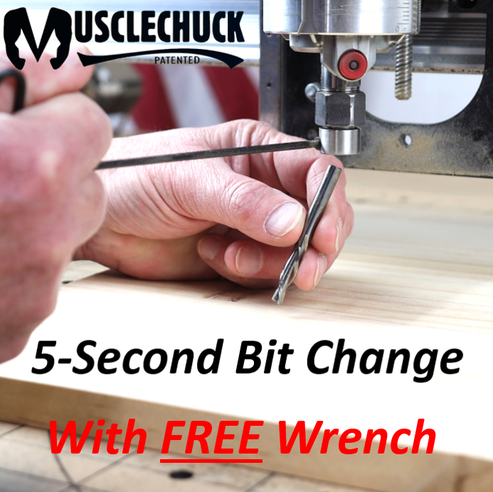 Muscle Chuck CNC Bit Quick Change Tool w/ FREE Wrench (for Makita RT0701C Trim Router)