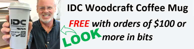 idc woodcraft logo theme hero with coffee mug
