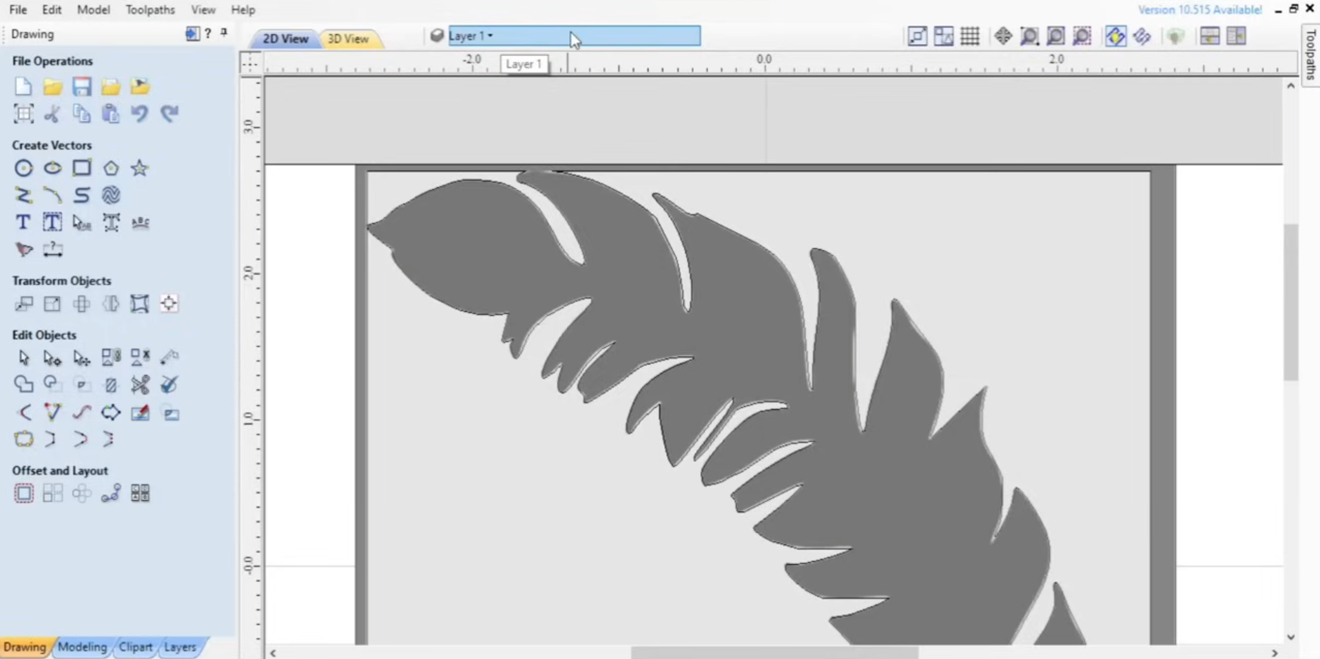 A desktop view of the files for a feather inlay in vector software for CNC machine