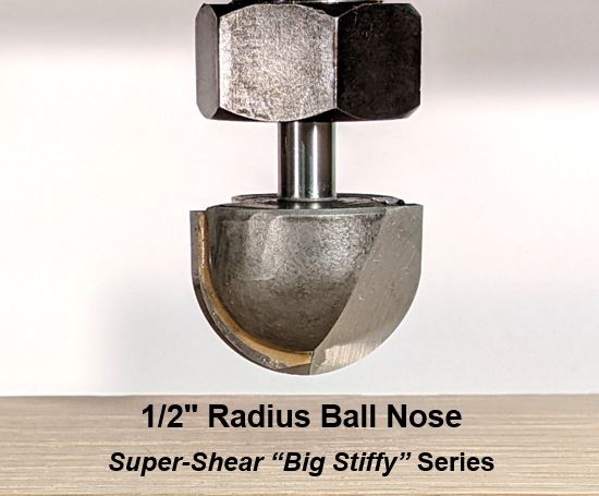 1" ball nose with 1/4" shank for big pockets on cnc router by idc woodcraft