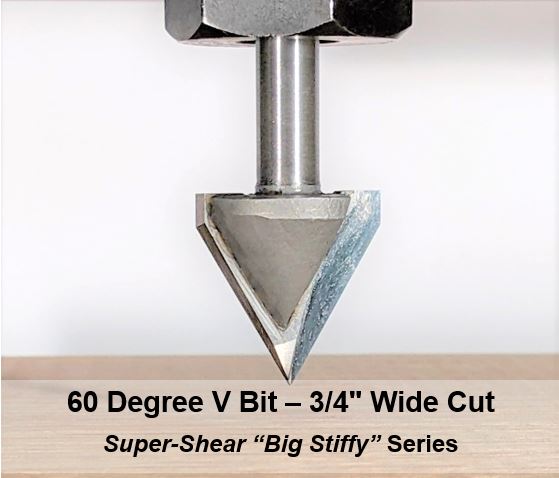 60 degree wide body v bit with 1/4" shank for cnc routers