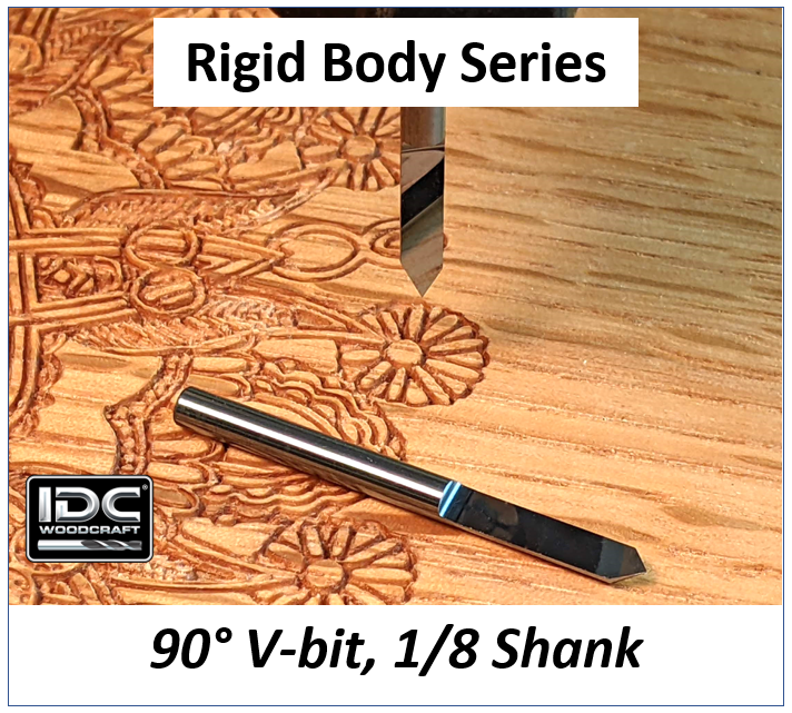 1/8" 90 degree v bit by idc woodcraft for cnc routers like the 3018 pro