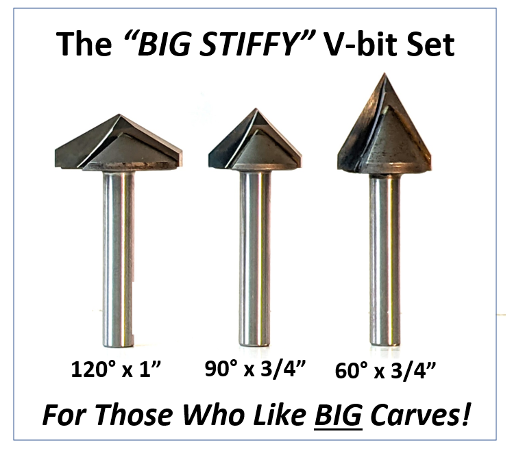 30, 60 and 90 degree wide body v bit set for cnc routers