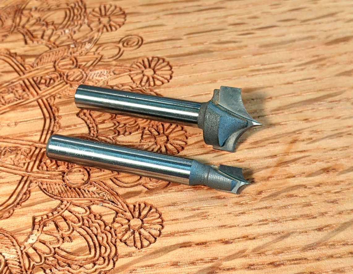 1/8" and 1/4" radius roundover bit set for rounding cnc router projects