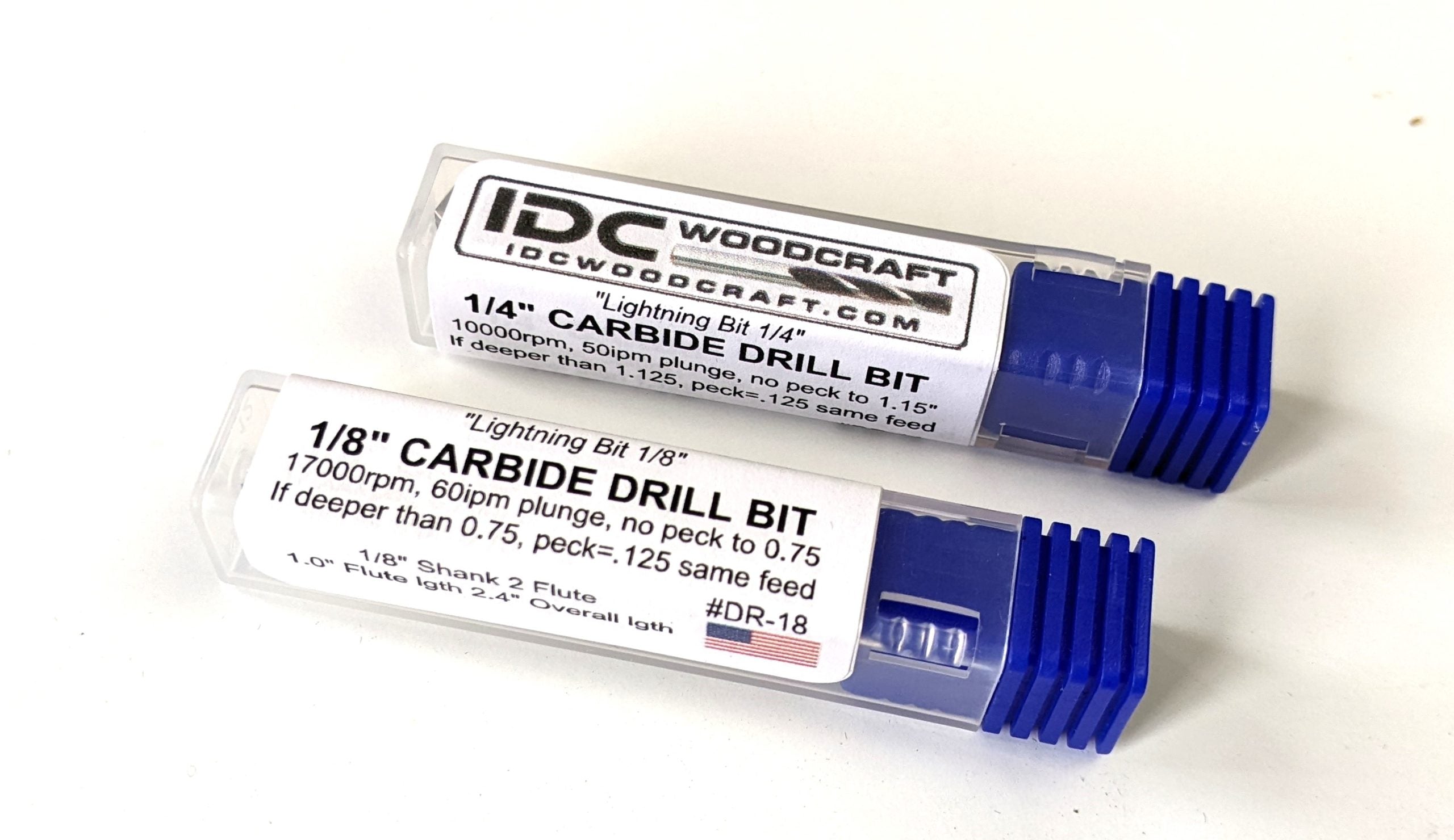 1/8" and 1/4" shank carbide drill bit for cribbage boards by idc woodcraft