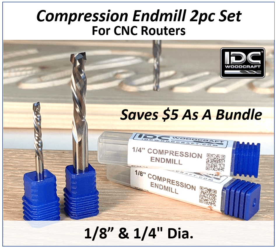 idc woodcraft 1/4" and 1/8" compression bit set for cnc routers