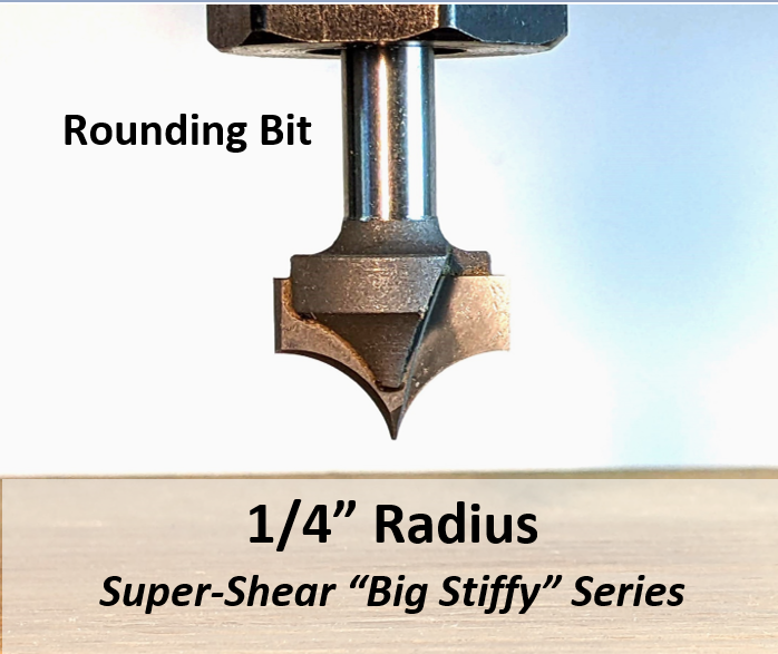 1/4" radius round over bit with 1/4" shank for cnc router pizza peel projects